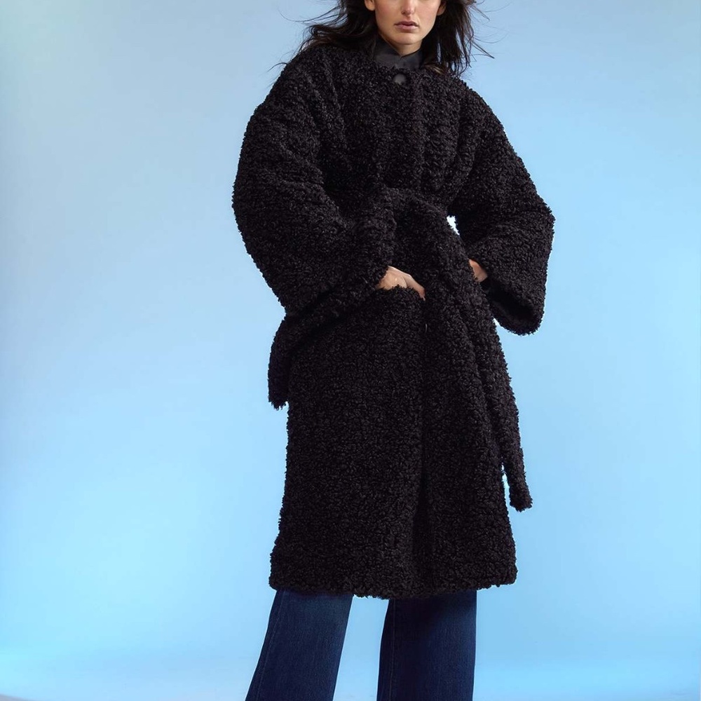 Brand New/Tags Cynthia Rowley Faux Fur Long Button Front Coat New NWT